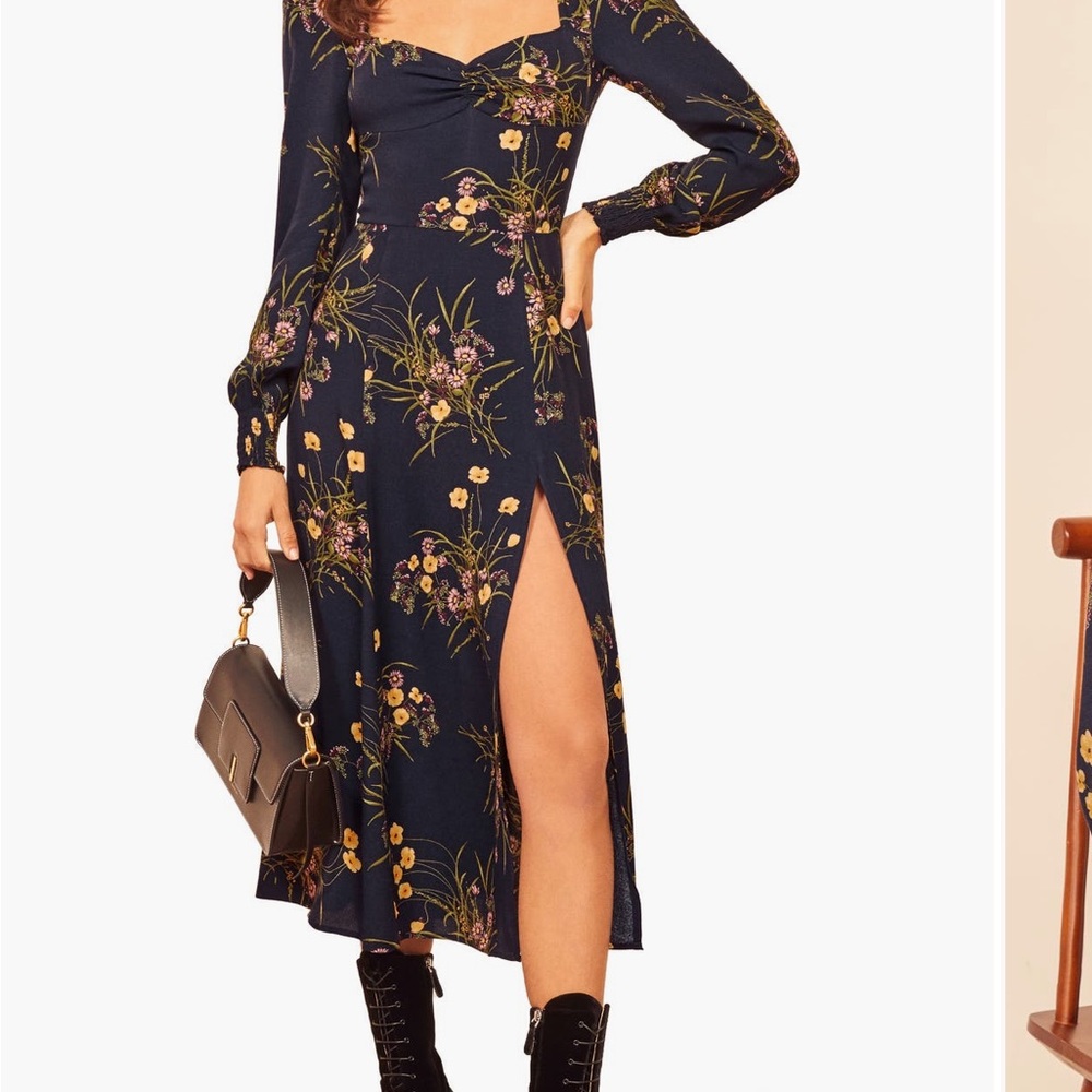 Reformation Floral Long Sleeve Dress